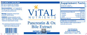 Pancreatin & Ox Bile Extract 60 vegcaps